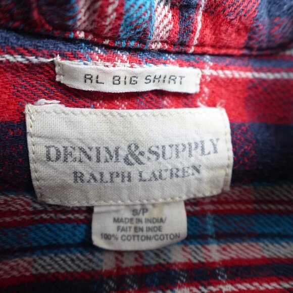 Ralph Lauren Denim & Supply Plaid Thick Flannel BIG SHIRT Women's Small - Picture 3 of 13